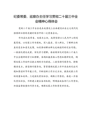 纪委常委、巡察办主任学习贯彻二十届三中全会精神心得体会.docx