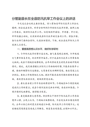 分管副县长在全县防汛抗旱工作会议上的讲话.docx
