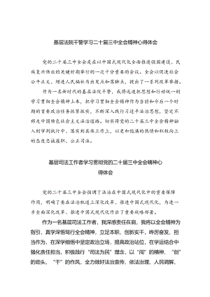 基层法院干警学习二十届三中全会精神心得体会（共五篇选择）.docx