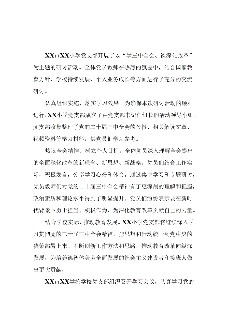 （3篇）小学党支部学习贯彻二十届三中全会研讨交流发言.docx_第3页