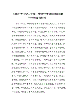 乡镇纪委书记二十届三中全会精神专题学习研讨交流发言材料.docx