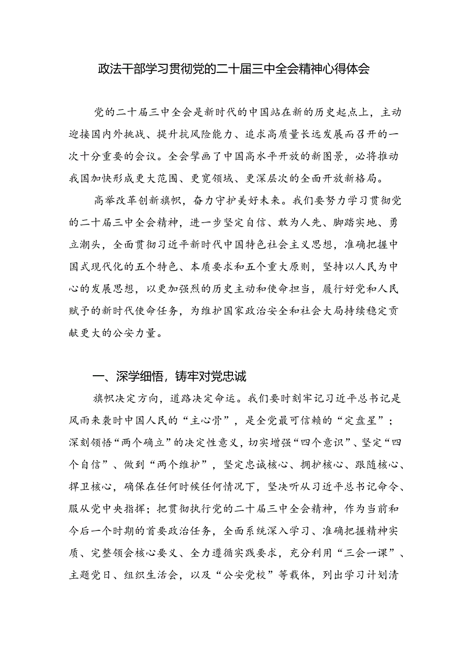 青年政法干部学习贯彻党的二十届三中全会精神心得体会8篇(精选版).docx_第3页