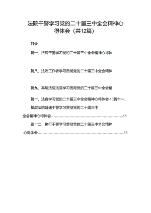 法院干警学习党的二十届三中全会精神心得体会范文12篇（最新版）.docx