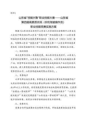 山东省“技能兴鲁”职业技能大赛—山东省第四届高素质农民（农机驾驶操作员）职业技能竞赛实施方案.docx