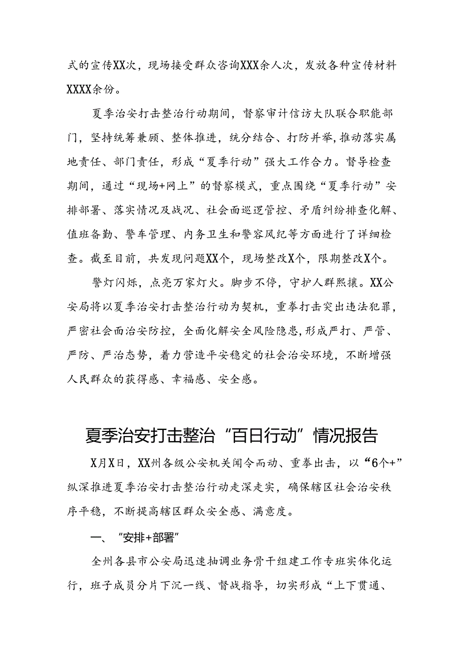 公安推进夏季治安打击整治行动工作报告十八篇.docx_第3页