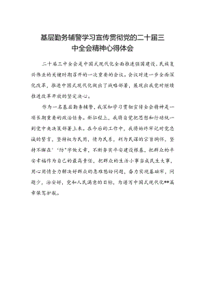 基层勤务辅警学习宣传贯彻党的二十届三中全会精神心得体会.docx