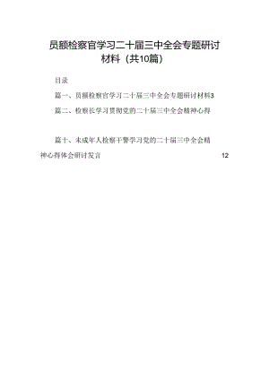 （10篇）员额检察官学习二十届三中全会专题研讨材料范文.docx