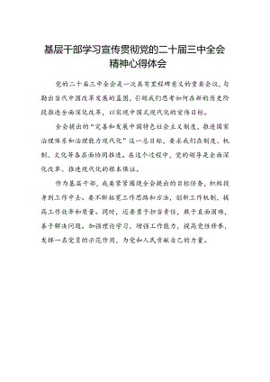 基层干部学习宣传贯彻党的二十届三中全会精神心得体会.docx