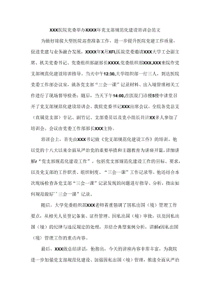 XXX医院党委举办XXXX年党支部规范化建设培训会范文.docx
