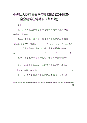 （11篇）少先队大队辅导员学习贯彻党的二十届三中全会精神心得体会范文.docx