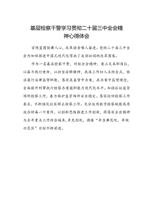 基层检察干警学习贯彻二十届三中全会精神心得体会.docx