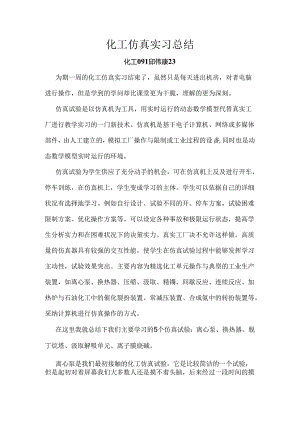 化工仿真实习总结.docx