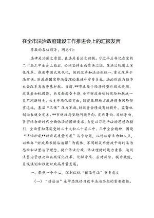 在全市法治政府建设工作推进会上的汇报发言.docx