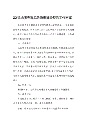 XX镇地质灾害风险隐患排查整治工作方案.docx