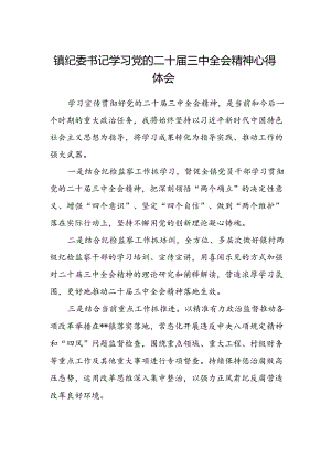 镇纪委书记学习党的二十届三中全会精神心得体会.docx