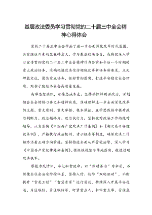 基层政法委员学习贯彻党的二十届三中全会精神心得体会.docx