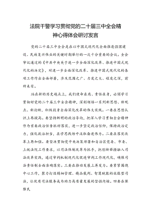 法院干警学习贯彻党的二十届三中全会精神心得体会研讨发言.docx