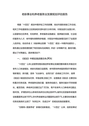 老龄事业和养老服务业发展规划评估报告.docx