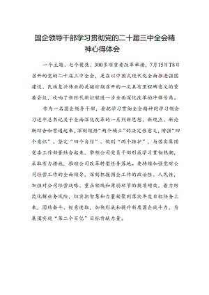国企领导干部学习贯彻党的二十届三中全会精神心得体会.docx