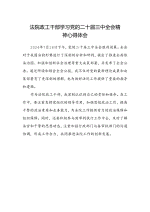 法院政工干部学习党的二十届三中全会精神心得体会.docx