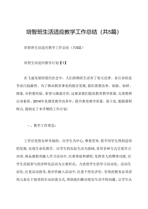 培智班生活适应教学工作总结(共5篇).docx
