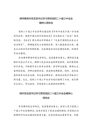 律师事务所党支部书记学习贯彻党的二十届三中全会精神心得体会（共五篇）.docx
