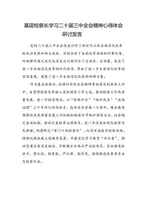 基层检察长学习二十届三中全会精神心得体会研讨发言.docx