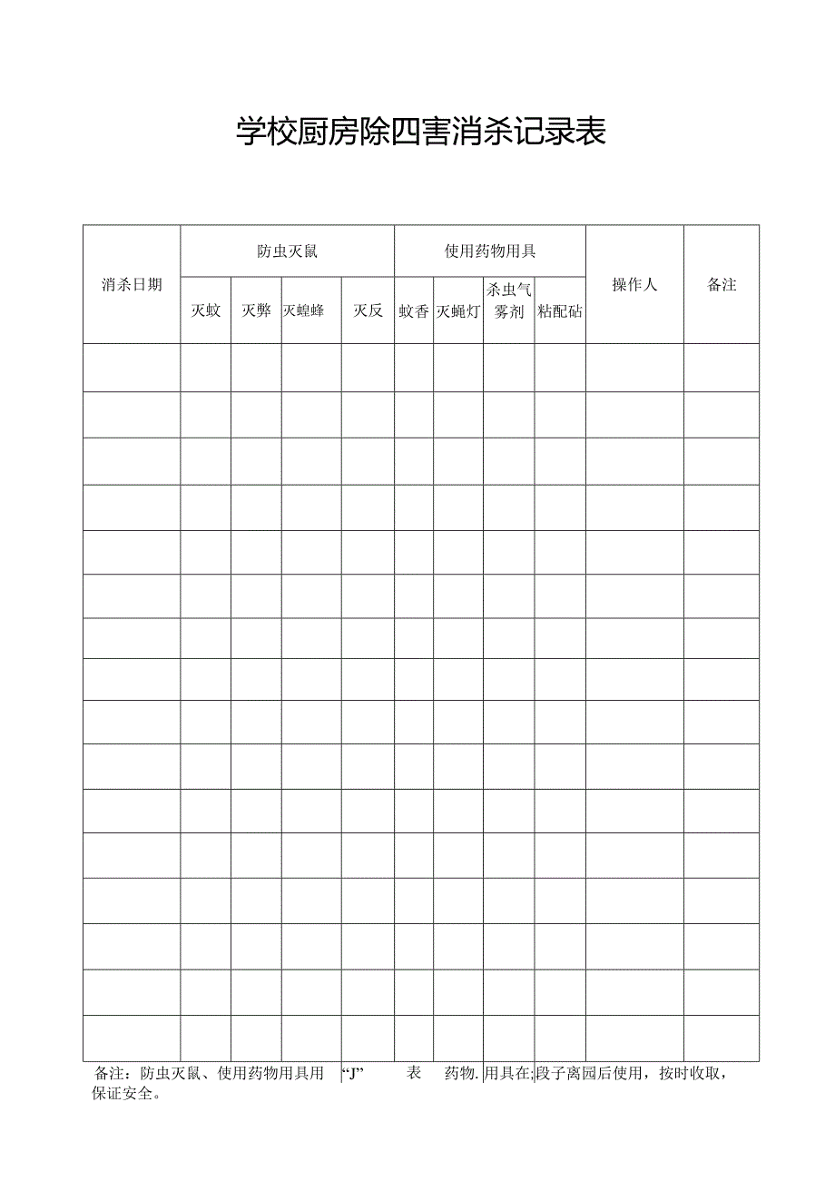 学校厨房除四害消杀记录表.docx_第1页