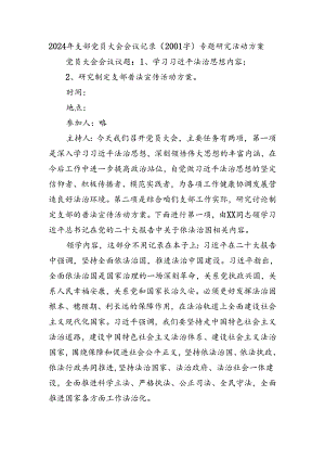 2024年支部党员大会会议记录（2001字）专题研究活动方案.docx