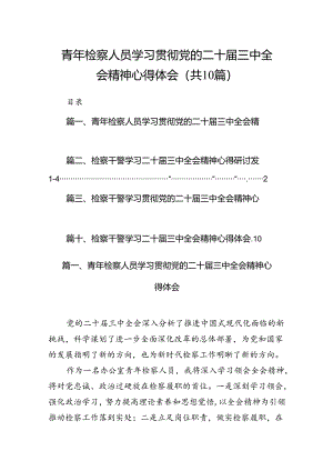 （10篇）青年检察人员学习贯彻党的二十届三中全会精神心得体会专题资料.docx
