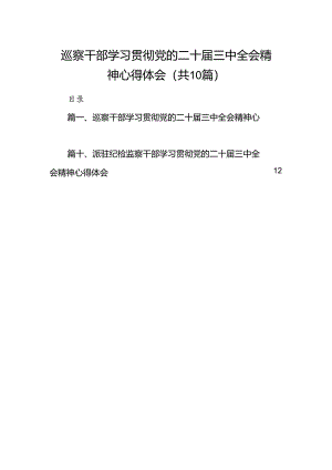 （10篇）巡察干部学习贯彻党的二十届三中全会精神心得体会（精编版）.docx