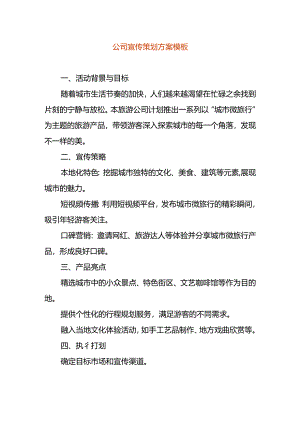 公司宣传策划方案模板-企业管理.docx