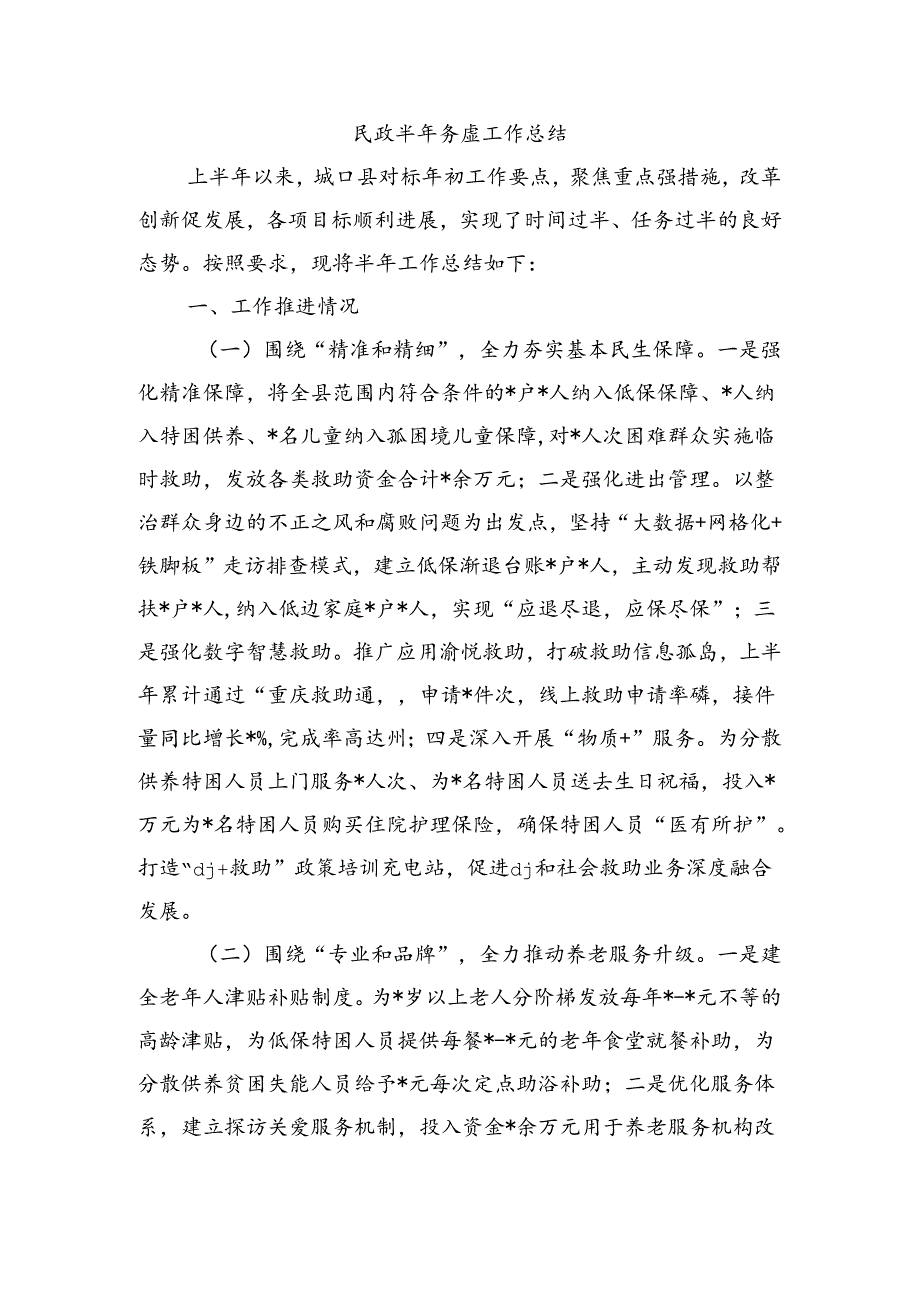 民政半年务虚工作总结.docx_第1页