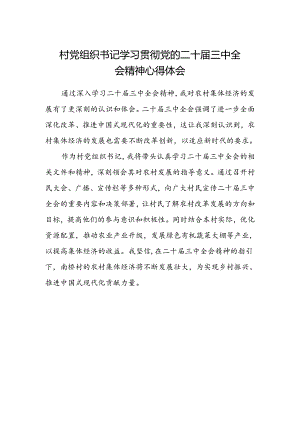 村党组织书记学习贯彻党的二十届三中全会精神心得体会.docx