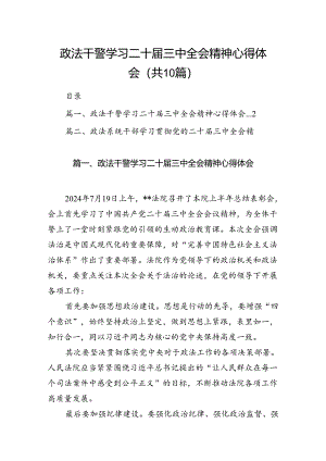 政法干警学习二十届三中全会精神心得体会10篇（最新版）.docx