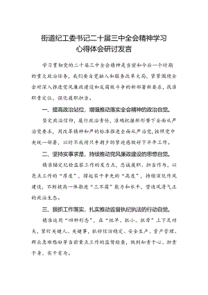 街道纪工委书记二十届三中全会精神学习心得体会研讨发言.docx