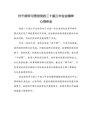 村干部学习贯彻党的二十届三中全会精神心得体会.docx