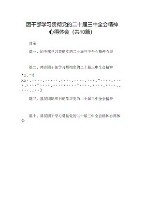 （10篇）团干部学习贯彻党的二十届三中全会精神心得体会合计.docx
