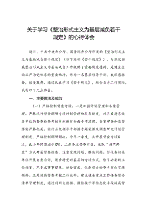 学习贯彻整治形式主义为基层减负若干规定心得体会交流发言.docx