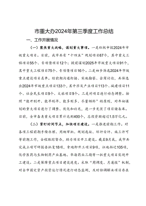 市重大办2024年第三季度工作总结.docx