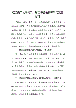 政法委书记学习二十届三中全会精神研讨发言材料.docx