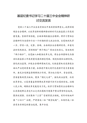 基层纪委书记学习二十届三中全会精神研讨交流发言.docx