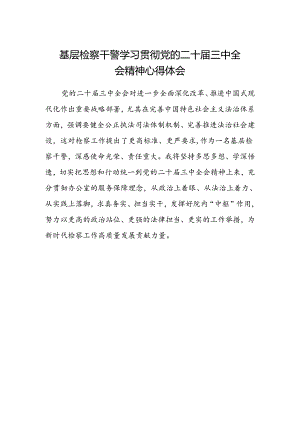 基层检察干警学习贯彻党的二十届三中全会精神心得体会.docx