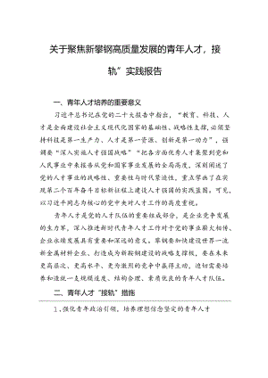 关于聚焦新攀钢高质量发展的青年人才“接轨”实践报告.docx
