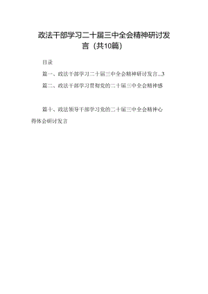 （10篇）政法干部学习二十届三中全会精神研讨发言集合.docx