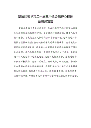 基层民警学习二十届三中全会精神心得体会研讨发言.docx
