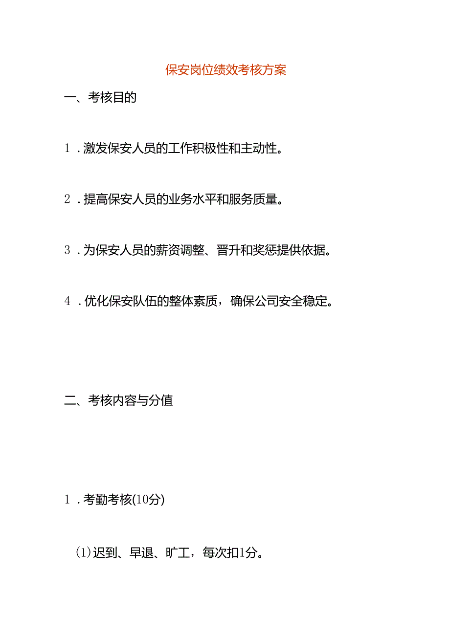 保安岗位绩效考核方案.docx_第1页