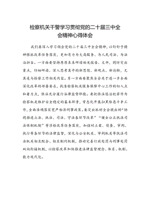 检察机关干警学习贯彻党的二十届三中全会精神心得体会.docx