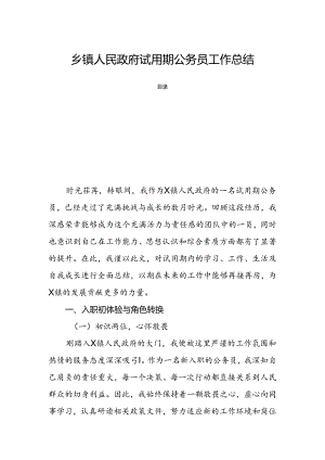 乡镇人民政府试用期公务员工作总结.docx
