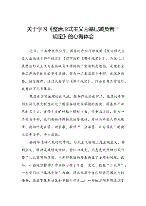 整治形式主义为基层减负若干规定学习感悟发言稿.docx